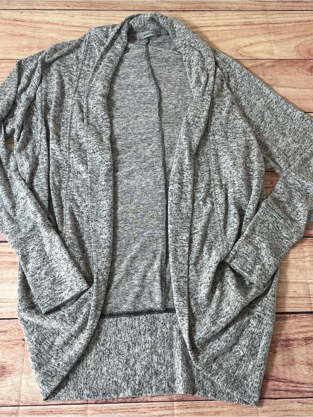 Athleta Luxe Pose Wrap Open Cardigan Gray Marled Cocoon Sweater Women’s XXS